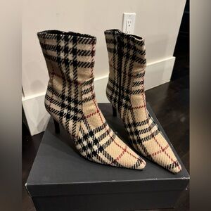 Burberry Plaid Heeled Ankle Boots